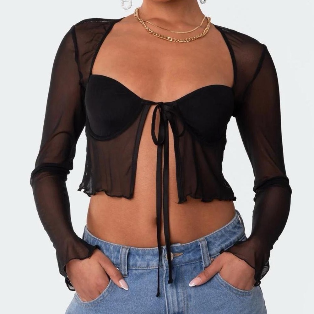 SOLD * Black sheer crop top